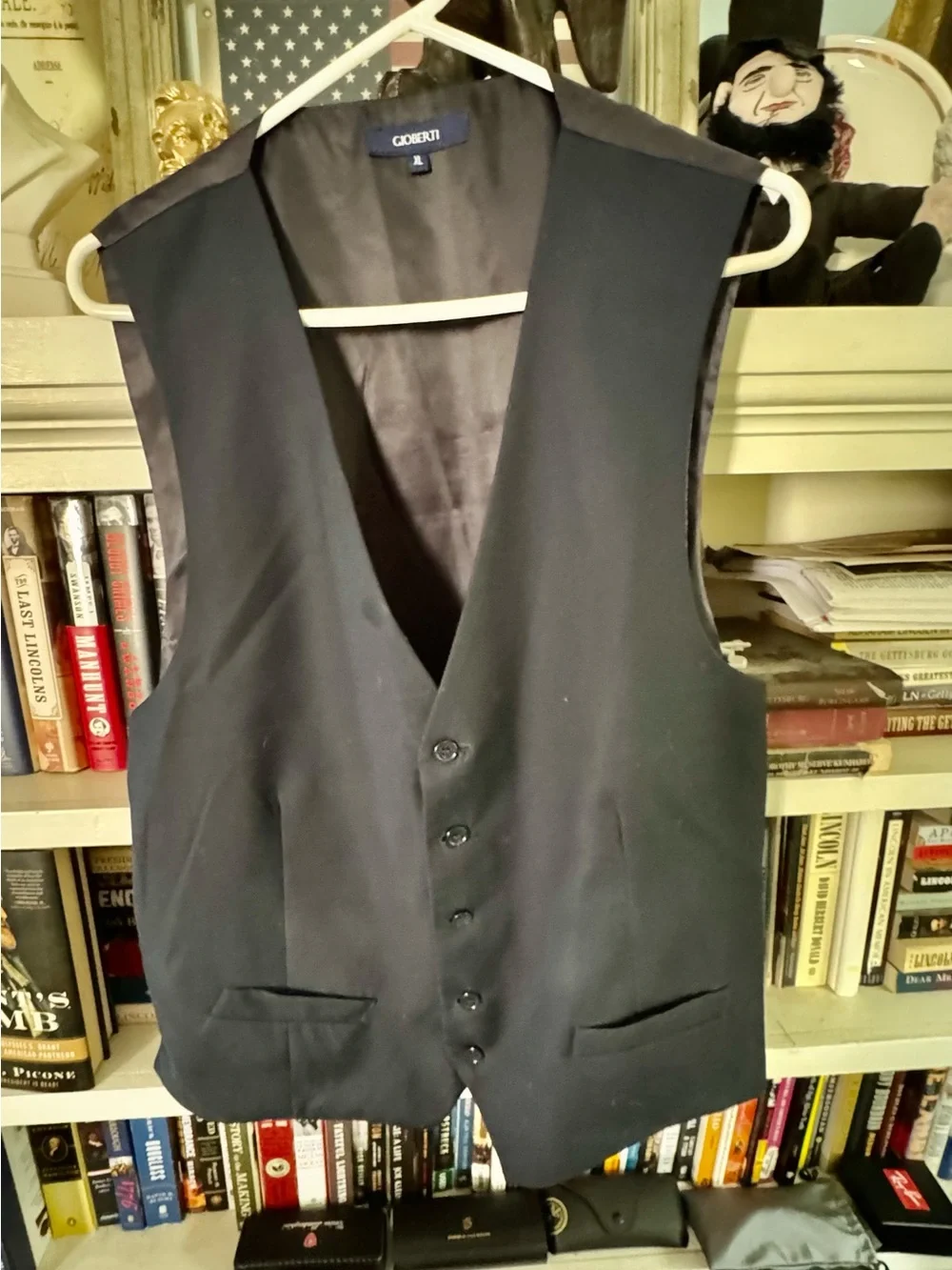 Gioberti Men’s XL Formal Vest Pair: Blue + Brown 5-Button Adjustable 1=$18/2=$30